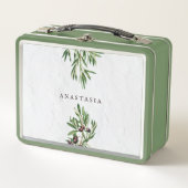 オリーブ葉地中海のギリシャ島 メタルランチボックス (正面)