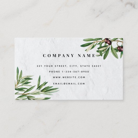 オリーブ葉地中海のギリシャ島 名刺 (裏面)