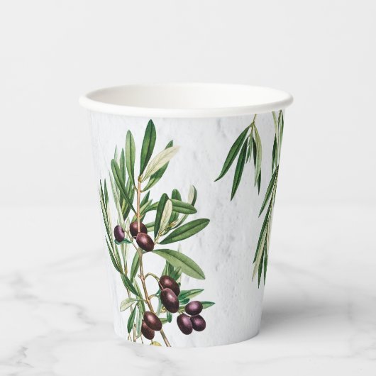 オリーブ葉地中海のギリシャ島 紙コップ (正面)