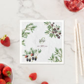 オリーブ葉地中海のギリシ結婚ア島 スタンダードカクテルナプキン (インサイチュ)