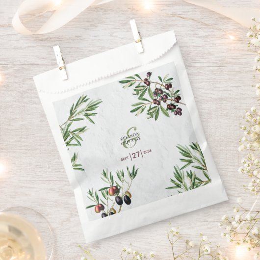 オリーブ葉地中海のギリシ結婚ア島 フェイバーバッグ (クリップ留めされた状態)