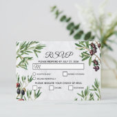 オリーブ葉地中海のギリシ結婚ア島 出欠カード (スタンド正面)