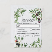 オリーブ葉地中海のギリシ結婚ア島 出欠カード (正面/裏面)