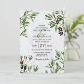 オリーブ葉地中海のギリシ結婚ア島 招待状 (スタンド正面)