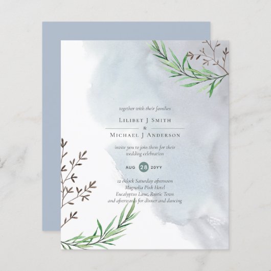 オリーブ葉結婚のダスティブルーレモン (正面/裏面)