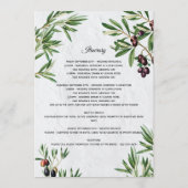 オリーブ葉結婚の歓迎の日程 プログラム (裏面)