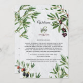 オリーブ葉結婚の歓迎の日程 プログラム (正面/裏面)