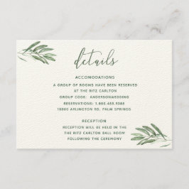 オリーブ葉結婚の詳細カード エンクロージャーカード