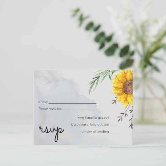 オリーブ葉結婚シナ素朴ウズ インビテーションポストカード (スタンド正面)