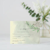 オリーブ葉結婚ズダスティブルーレモンRSVP ポストカード (スタンド正面)