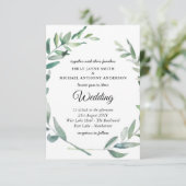 オリーブ葉結婚式招待状緑モダン草 招待状 (スタンド正面)