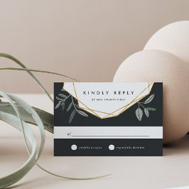 オリーブ葉RSVPカード 出欠カード