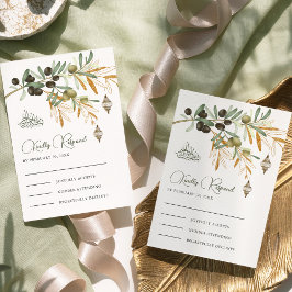 オリーブ金ゴールドブランチアラビアンランタン結婚イスラーム 出欠カード