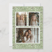 オリーブ金ゴールドプレイドリース名門私立校風のボウクリスマスカード (裏面)