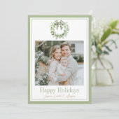 オリーブ金ゴールドプレイドリース名門私立校風のボウクリスマスカード シーズンカード (スタンド正面)