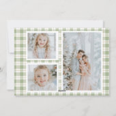 オリーブ金ゴールドプレイドリース名門私立校風のボウクリスマスカード シーズンカード (裏面)