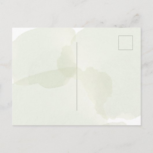 オリーブ離れの緑の水の色の結婚スクリプト インビテーションポストカード (裏面)