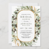 オリーブ離れフォトコラージュQRコードブライダルシャワー 招待状 (正面)