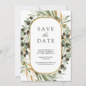 オリーブ離れフォトコラージュQRコー結婚ド セーブザデート (正面)