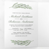 オリーブ離れブランチ写真コラージュ3結婚 in 1's 三つ折り招待状 (内部最初)