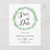 オリーブ離れリース結婚式日付を保存 案内ポストカード (正面)