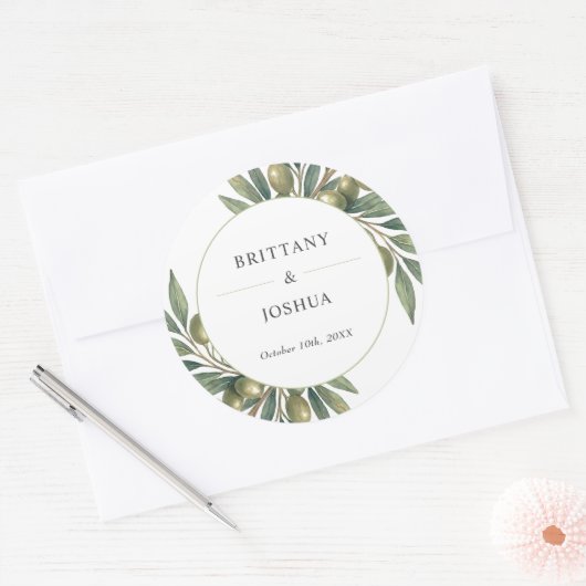 オリーブ離れ結婚地中海の素朴の ラウンドシール (封筒)