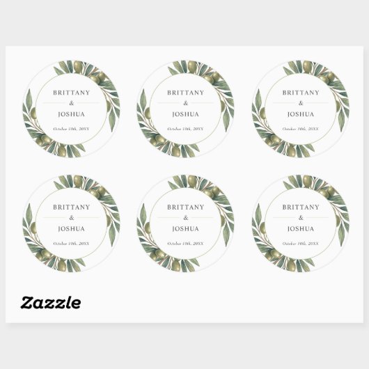 オリーブ離れ結婚地中海の素朴の ラウンドシール (シート)