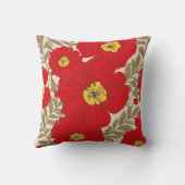 オリーブ鮮やかグリーンの赤い花のパタ離れーン クッション (裏面)
