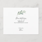 オリーブ、あなたが私のメイド・オブ・オナーになってくれる？ インビテーションポストカード (裏面)