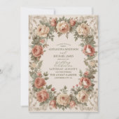 オリーブ&オレン結婚ジヴィンテージアールヌーボーフローラ 招待状 (正面)