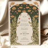 オリーブ&オレン結婚ジヴィンテージアールヌーボーフローラ 招待状