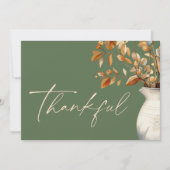 オリーブ・グリーン感謝祭モダン感謝状素朴況 シーズンカード (正面)
