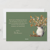 オリーブ・グリーン感謝祭モダン感謝状素朴況 シーズンカード (裏面)