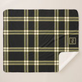 オリーブ・グリーン、クリーム、ブラック・プライド・モノグラム シェルパブランケット (正面(横))