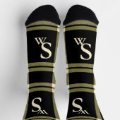 オリーブ・グリーン、クリーム、ブラック・プライド・モノグラム ソックス (上部)