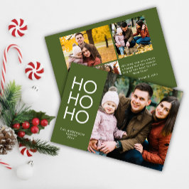 オリーブ・グリーン「HO HO HO」フォトコラージュ・クリスマス シーズンカード