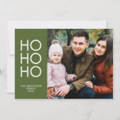 オリーブ・グリーン「HO HO HO」フォトコラージュ・クリスマス シーズンカード (正面)
