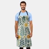 オリーブ&シトラスプリントエプロン エプロン (着用した状態)