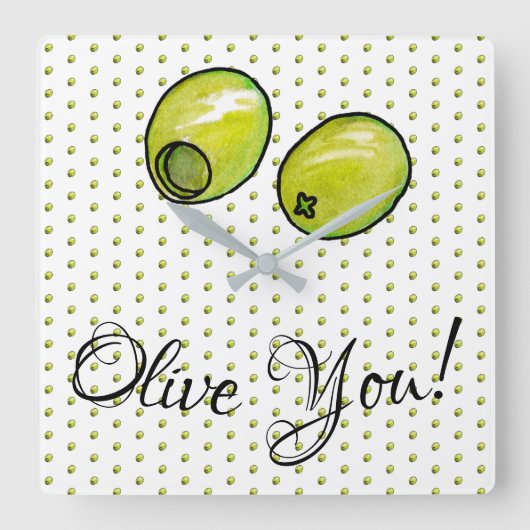 オリーブ スクエア壁時計 (正面)