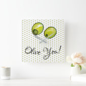 オリーブ スクエア壁時計 (ホーム)