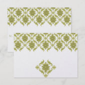 オリーブ ダマスク ウェディング テーブル プレース カード (正面/裏面)