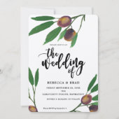 オリーブ トスカーナ ライラック 現代の結婚式招待状 招待状 (正面)