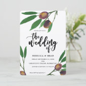 オリーブ トスカーナ ライラック 現代の結婚式招待状 招待状 (スタンド正面)