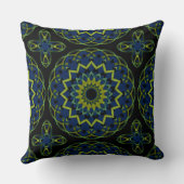 オリーブ・ブルー・オン・ブラック・カレイドハート クッション (裏面)