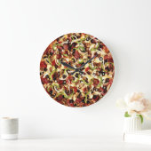 オリーブ・ペッパー・オニオン・ソーセージ・ピザ・タイム ラージ壁時計 (ホーム)