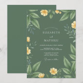 オリーブ・マスタード・ボタン wedding 招待状 (正面/裏面)