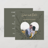 オリーブ モダン フォト ハート フレーム Save The Date セーブザデート (正面/裏面)