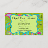 オリーブ&ライムグリーンモダンペイズリーパターン 名刺 (裏面)