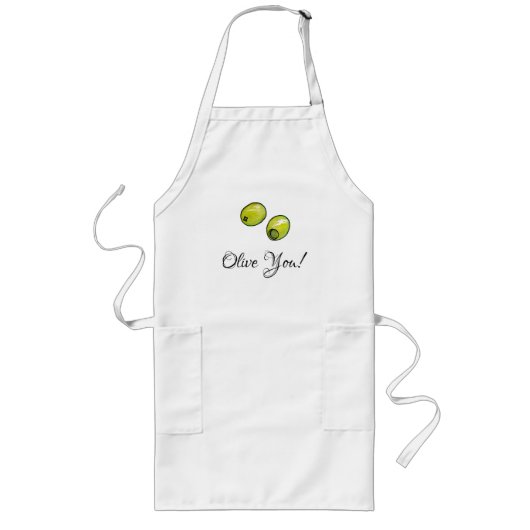 オリーブ ロングエプロン (正面)