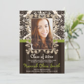 オリーブ ヴィンテージ ライラック フレーム 卒業発表 招待状 (スタンド正面)